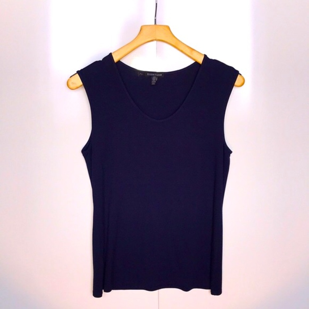 EILEEN FISHER Navy Blue Tank Top Viscose Blend in Perfect Condition SIZE MEDIUM